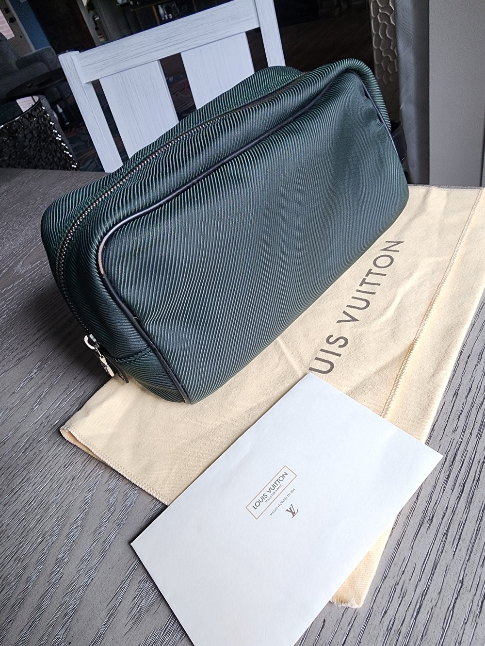 Authentic Louis Vuitton Forest Green Men's Toiletry Pouch